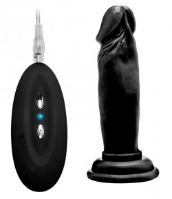 Чёрный вибратор-реалистик Vibrating Realistic Cock 6  - 15 см.