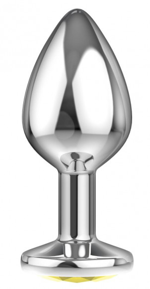 Металлическая анальная пробка с желтым кристаллом Металлическая анальная пробка с желтым кристаллом