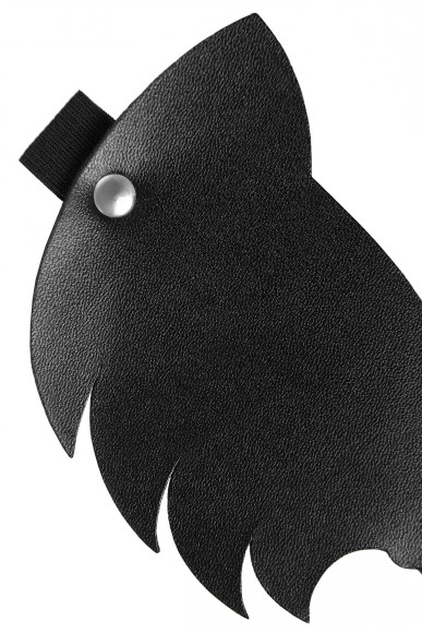 Черная закрытая кожаная маска с ушками кошки