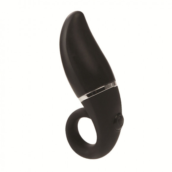 Черный вибростимулятор LUXE с кольцом Черный вибростимулятор LUXE с кольцом