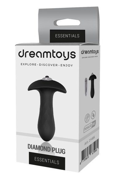 Черная анальная вибровтулка SINGLE SPEED DIAMOND PLUG - 9 см.