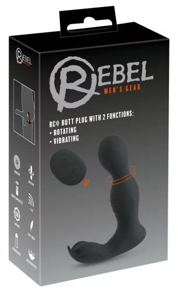Черная анальная пробка с вибрацией, вращением и пультом ДУ RC Butt Plug with 2 Functions Черная анальная пробка с вибрацией, вращением и пультом ДУ RC Butt Plug with 2 Functions