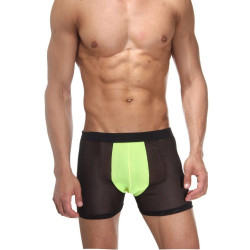 Мужские полупрозрачные трусы-боксеры с неоновой вставкой Мужские полупрозрачные трусы-боксеры с неоновой вставкой