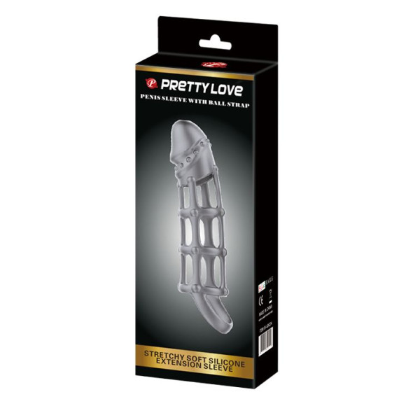 Серая силиконовая насадка на пенис с рельефом и подхватом - 17 см. Серая силиконовая насадка на пенис с рельефом и подхватом - 17 см.