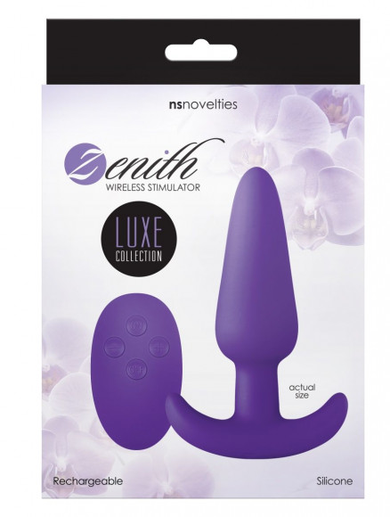 Фиолетовая анальная вибропробка с пультом ДУ Luxe Zenith Wireless Plug - 9,9 см. Фиолетовая анальная вибропробка с пультом ДУ Luxe Zenith Wireless Plug - 9,9 см.
