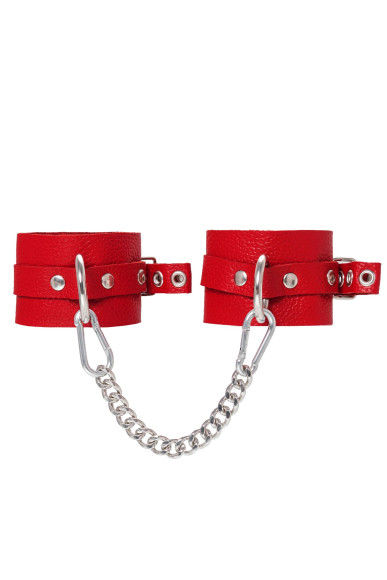 Красные мягкие кожаные оковы с люверсами