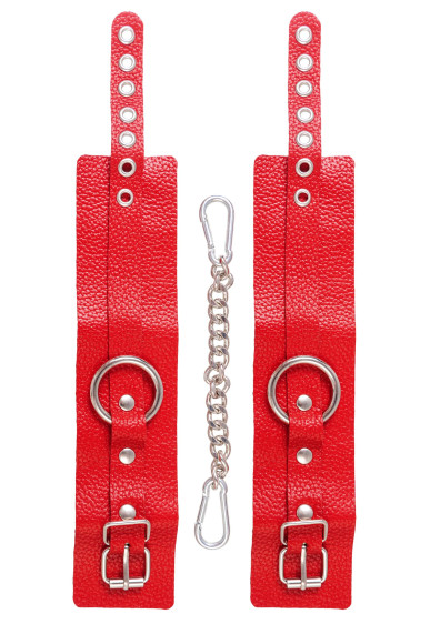 Красные мягкие кожаные оковы с люверсами