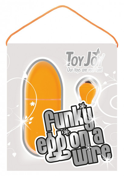 Оранжевое виброяйцо FUNKY EGG ON A WIRE - 7,5 см.