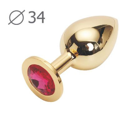 Коническая золотистая анальная втулка с малиновым кристаллом - 8,2 см. Коническая золотистая анальная втулка с малиновым кристаллом - 8,2 см.
