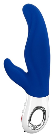 Синий вибратор с клиторальным отростком Lady Bi - 22,1 см. Синий вибратор с клиторальным отростком Lady Bi - 22,1 см.