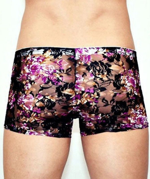 Кружевные мужские трусы-хипсы с цветочным узором Кружевные мужские трусы-хипсы с цветочным узором