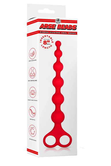 Красная анальная цепочка Ribbed Silicone Anal Beads - 26 см. Красная анальная цепочка Ribbed Silicone Anal Beads - 26 см.