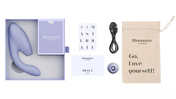 Сиреневый вибратор Womanizer Duo 2 с бесконтактной клиторальной стимуляцией Сиреневый вибратор Womanizer Duo 2 с бесконтактной клиторальной стимуляцией