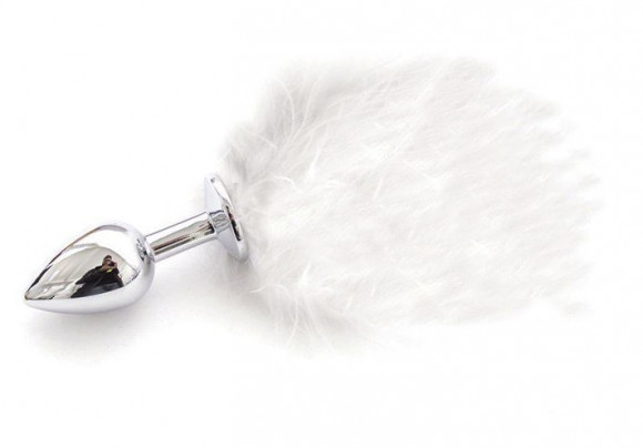 Металлическая пробка с белым хвостиком - 11 см. Металлическая пробка с белым хвостиком - 11 см.