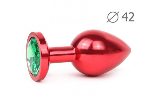 Коническая красная анальная втулка с зеленым кристаллом - 9,3 см. Коническая красная анальная втулка с зеленым кристаллом - 9,3 см.