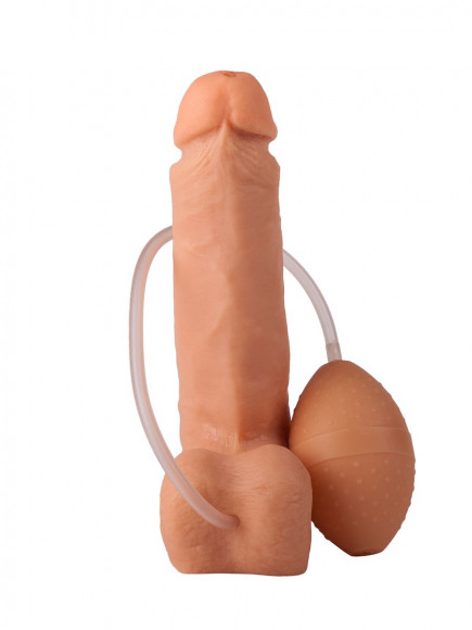 Фаллоимитатор-реалистик с грушей - 19 см. Фаллоимитатор-реалистик с грушей - 19 см.