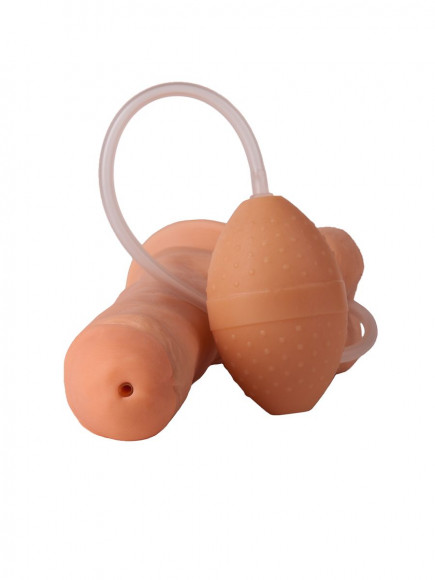 Фаллоимитатор-реалистик с грушей - 19 см. Фаллоимитатор-реалистик с грушей - 19 см.