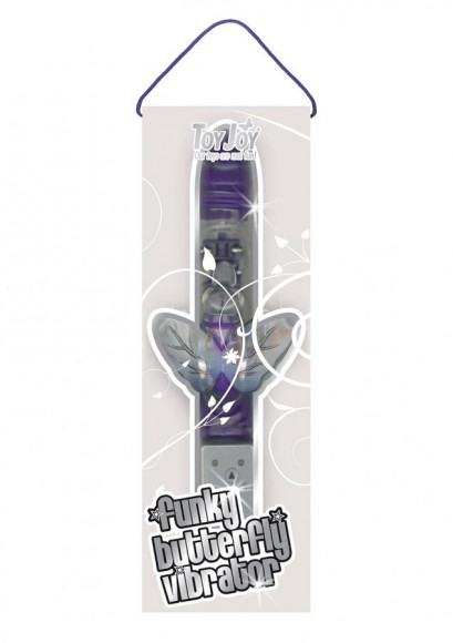 Фиолетовый мультискоростной вибромассажёр Hi-tech Funky Butterfly Dark Purple - 22 см.