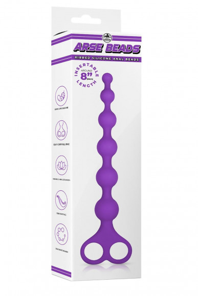 Фиолетовая анальная цепочка 8 Inch Ribbed Silicone Anal Beads - 26 см. Фиолетовая анальная цепочка 8 Inch Ribbed Silicone Anal Beads - 26 см.