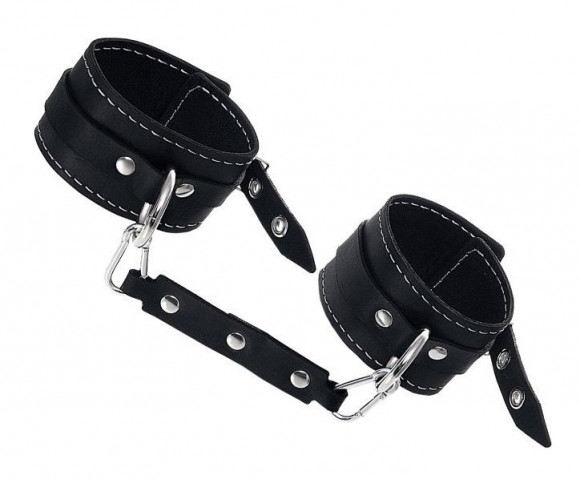 Черные двухслойные оковы с белой строчкой Черные двухслойные оковы с белой строчкой