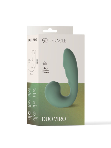 Зеленый вибратор с вакуумной стимуляцией Duo Viro