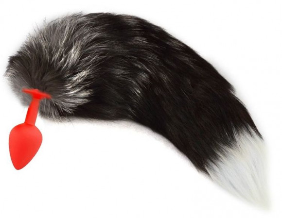 Красная силиконовая анальная пробка с лисьим хвостом Красная силиконовая анальная пробка с лисьим хвостом