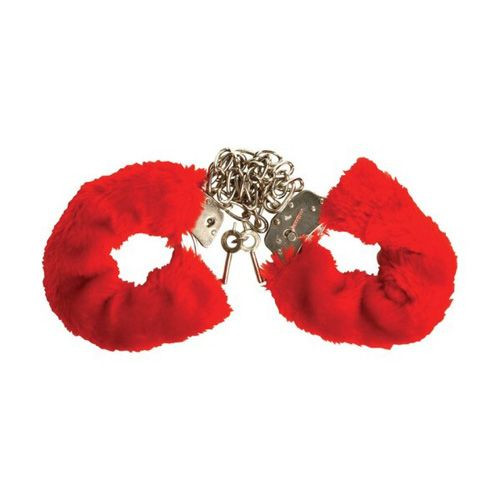 Меховые красные наручники VARIATIONS
