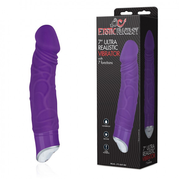 Фиолетовый реалистичный вибратор с 7 режимами - 16 см. Фиолетовый реалистичный вибратор с 7 режимами - 16 см.