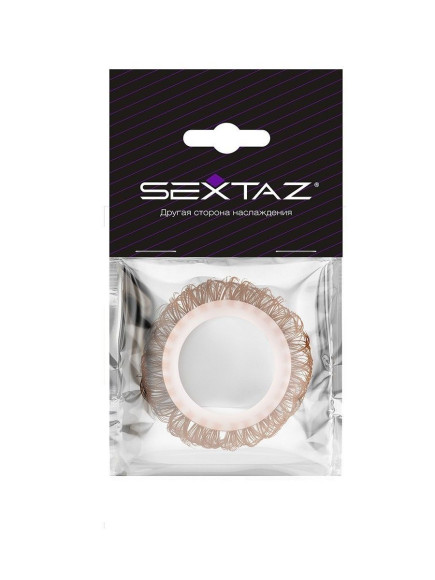 Эрекционное кольцо с бежевыми «ресничками»