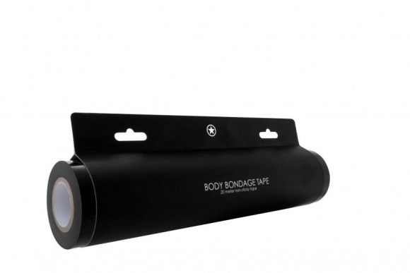 Чёрная широкая лента для тела Body Bondage Tape - 20 м.