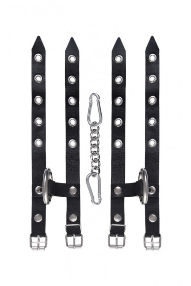 Черные однослойные наручники из двух ремешков Черные однослойные наручники из двух ремешков