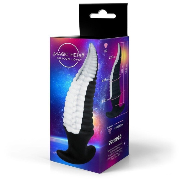 Черно-белый фантазийный анальный стимулятор-щупальце - 13 см. Черно-белый фантазийный анальный стимулятор-щупальце - 13 см.