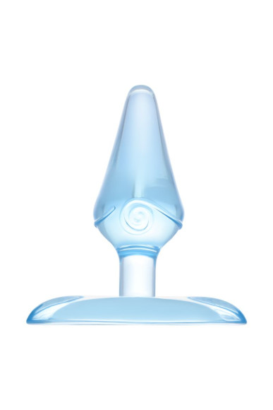 Голубая анальная втулка с ограничителем - 6,5 см.