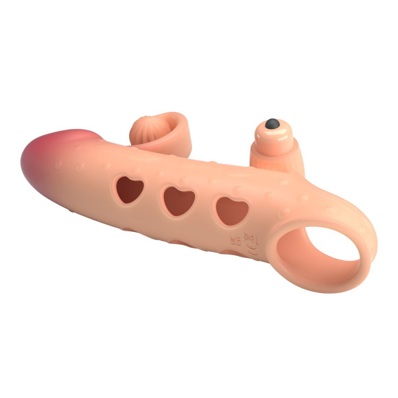 Телесная вибронасадка на пенис с подхватом мошонки - 20 см. Телесная вибронасадка на пенис с подхватом мошонки - 20 см.