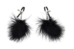 Зажимы на соски с черным пухом Euphoric Зажимы на соски с черным пухом Euphoric