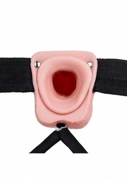 Телесный реалистичный вибрострапон-фаллопротез с мошонкой - 18 см.