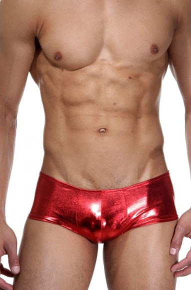 Ярко-красные трусы-хипсы из гладкого блестящего материала Ярко-красные трусы-хипсы из гладкого блестящего материала