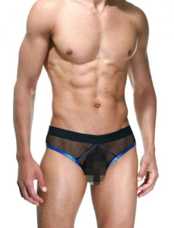 Мужские полупрозрачные трусы-слипы с контрастным кантом Мужские полупрозрачные трусы-слипы с контрастным кантом