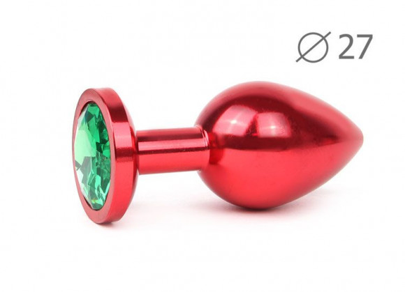 Коническая красная анальная втулка с зеленым кристаллом - 7 см. Коническая красная анальная втулка с зеленым кристаллом - 7 см.