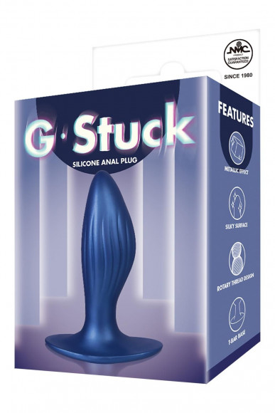 Синяя анальная пробка G Stuck Silicone Anal Plug - 12,5 см.