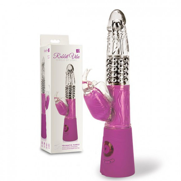 Сиренево-розовый вибромассажер-ротатор с клиторальным стимулятором - 23 см. Сиренево-розовый вибромассажер-ротатор с клиторальным стимулятором - 23 см.