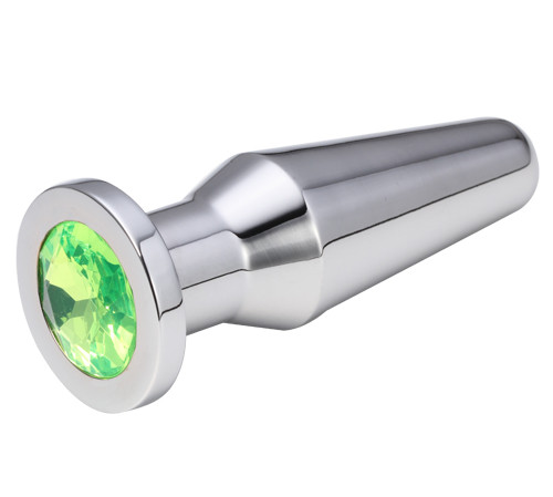 Серебристая втулка с светло-зелёным кристаллом - 10,2 см. Серебристая втулка с светло-зелёным кристаллом - 10,2 см.