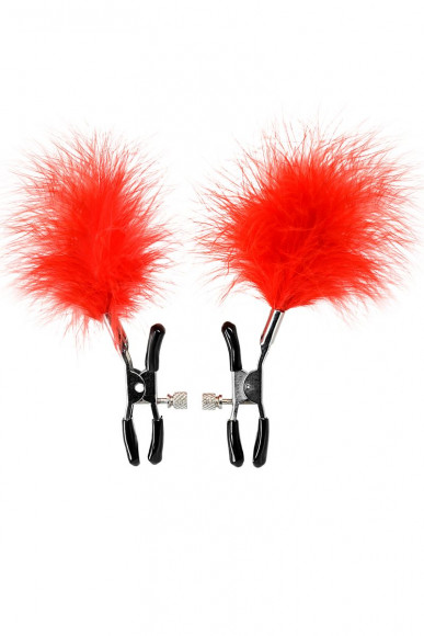 Зажимы для сосков с красным пухом Theatre Зажимы для сосков с красным пухом Theatre