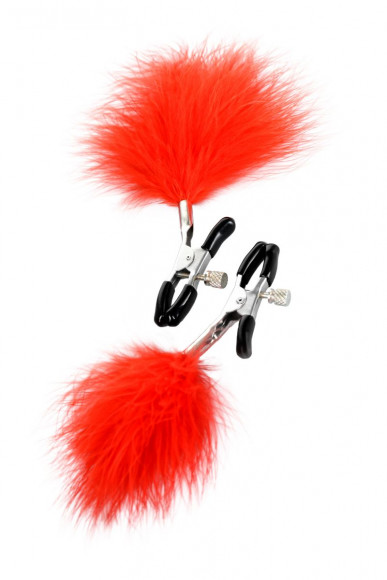 Зажимы для сосков с красным пухом Theatre Зажимы для сосков с красным пухом Theatre