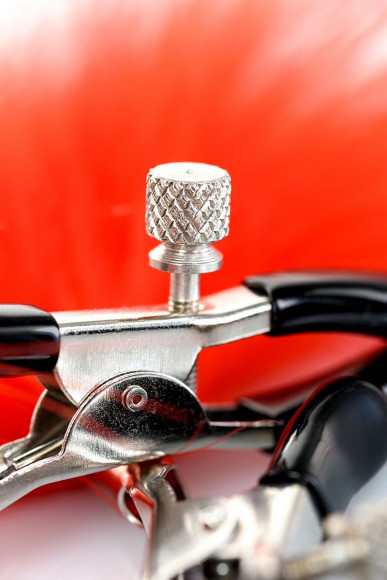 Зажимы для сосков с красным пухом Theatre Зажимы для сосков с красным пухом Theatre