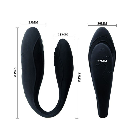 Чёрный вибромассажер для пар Indulgence Plus с ДУ Чёрный вибромассажер для пар Indulgence Plus с ДУ