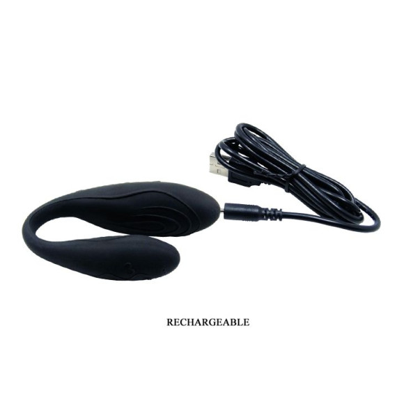 Чёрный вибромассажер для пар Indulgence Plus с ДУ Чёрный вибромассажер для пар Indulgence Plus с ДУ