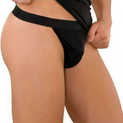 Черные трусы-стринги на широкой эластичной резинке Черные трусы-стринги на широкой эластичной резинке