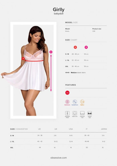 Восхитительный коротенький беби-долл Girlly с кружевом Восхитительный коротенький беби-долл Girlly с кружевом