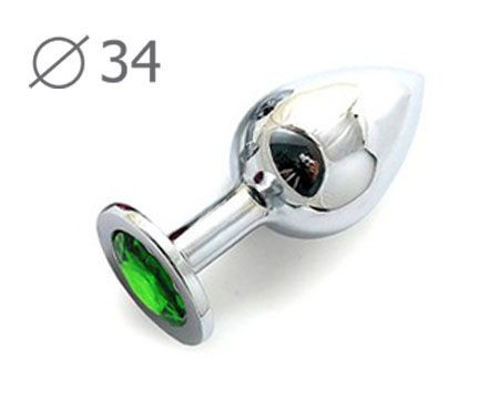 Коническая серебристая анальная втулка с зеленым кристаллом - 8,2 см. Коническая серебристая анальная втулка с зеленым кристаллом - 8,2 см.